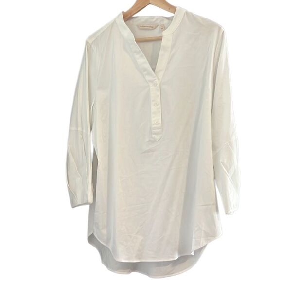Soft Surroundings White Pleated V Neck Pullover Tunic Top Size Large - Picture 2 of 12